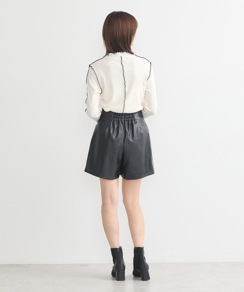 Basicksエコレザーショートパンツ エコレザーブラックショートパンツ | レディースファッション