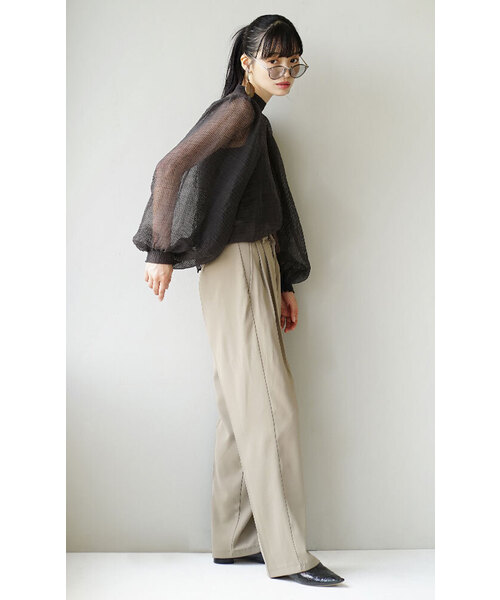 zootie（ズーティー）の「シアーストライプ バルーンスリーブブラウス［キャミ付き］（シャツ/ブラウス・レディース・アイボリー/ラベンダー/ブラック・M）」の10枚目の写真