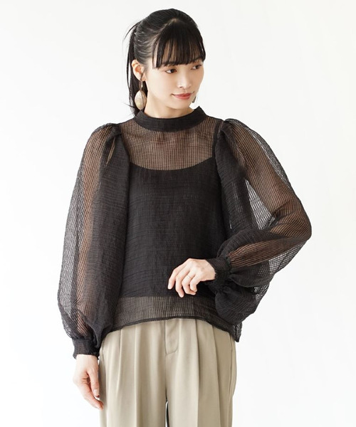 zootie（ズーティー）の「シアーストライプ バルーンスリーブブラウス［キャミ付き］（シャツ/ブラウス・レディース・アイボリー/ラベンダー/ブラック・M）」の15枚目の写真
