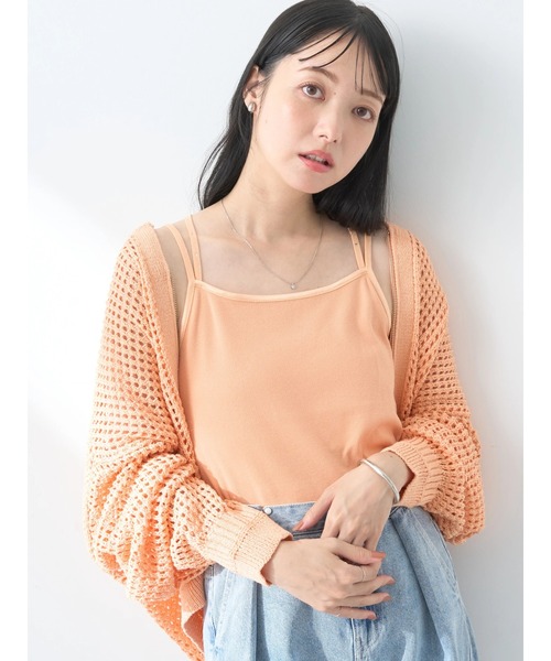 earth music&ecology(アースミュージックアンドエコロジー)の「キラキララインストーンキャミ(インナーウェア/肌着・レディース・アイボリー/ブラック/オレンジ/ライム・SMALL/MEDIUM)」の6枚目の写真