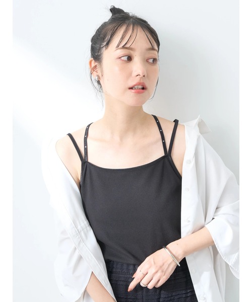 earth music&ecology(アースミュージックアンドエコロジー)の「キラキララインストーンキャミ(インナーウェア/肌着・レディース・アイボリー/ブラック/オレンジ/ライム・SMALL/MEDIUM)」の9枚目の写真
