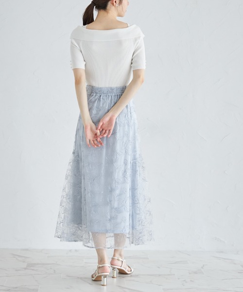 tocco closet(トッコ クローゼット)の「接触冷感♪袖口パール付きアシメオフショルリブニットプルオーバー(ニット/セーター・レディース・オフホワイト/ラベンダー/ピンク・M)」の17枚目の写真