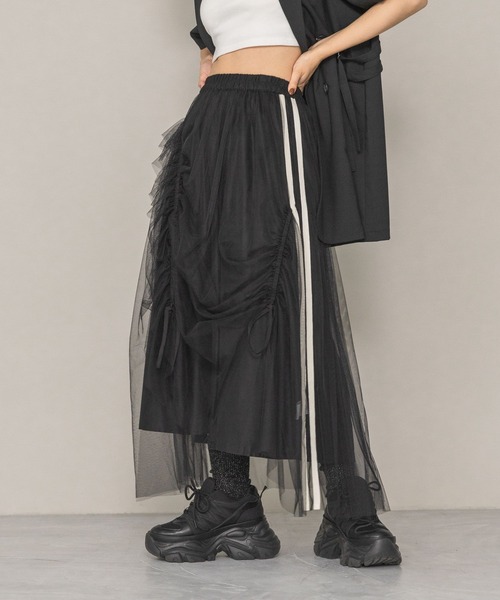 PAGEBOY（ページボーイ）の「ラインチュールボリュームスカート（スカート・レディース・ブラック/オフホワイト/ブラウン・FREE）」の17枚目の写真