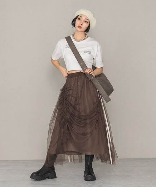 PAGEBOY（ページボーイ）の「ラインチュールボリュームスカート（スカート・レディース・ブラック/オフホワイト/ブラウン・FREE）」の14枚目の写真