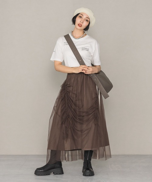 PAGEBOY（ページボーイ）の「ラインチュールボリュームスカート（スカート・レディース・ブラック/オフホワイト/ブラウン・FREE）」の13枚目の写真