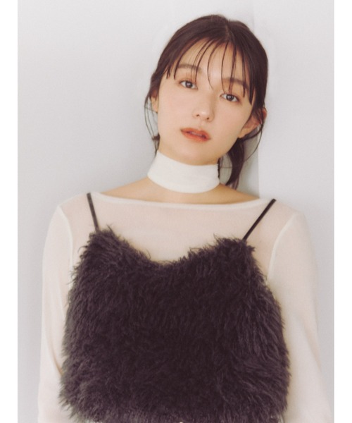 FRAY I.D（フレイアイディー）の「ECOPELエコファーキャミビスチェ（ベスト・レディース・オフホワイト/ダークグレー・FREE）」の2枚目の写真