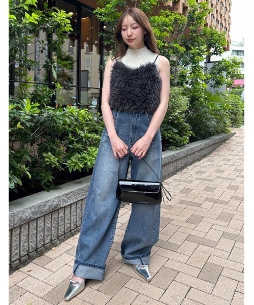 FRAY I.D（フレイアイディー）の「ECOPELエコファーキャミビスチェ（ベスト・レディース・オフホワイト/ダークグレー・FREE）」の5枚目の写真