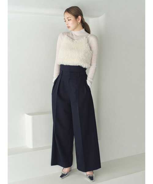 FRAY I.D（フレイアイディー）の「ECOPELエコファーキャミビスチェ（ベスト・レディース・オフホワイト/ダークグレー・FREE）」の3枚目の写真