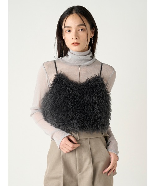 FRAY I.D（フレイアイディー）の「ECOPELエコファーキャミビスチェ（ベスト・レディース・オフホワイト/ダークグレー・FREE）」の10枚目の写真