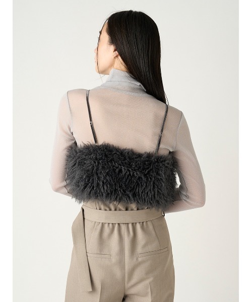 FRAY I.D（フレイアイディー）の「ECOPELエコファーキャミビスチェ（ベスト・レディース・オフホワイト/ダークグレー・FREE）」の11枚目の写真