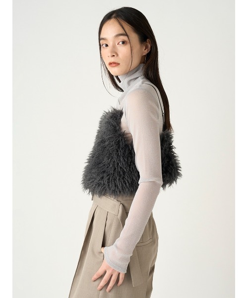 FRAY I.D（フレイアイディー）の「ECOPELエコファーキャミビスチェ（ベスト・レディース・オフホワイト/ダークグレー・FREE）」の12枚目の写真