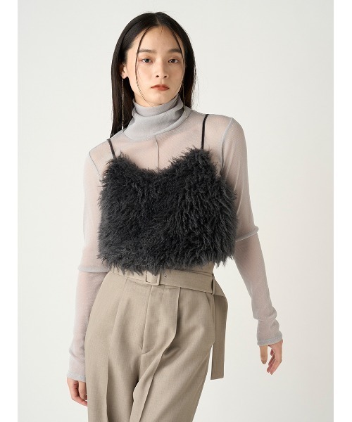 FRAY I.D（フレイアイディー）の「ECOPELエコファーキャミビスチェ（ベスト・レディース・オフホワイト/ダークグレー・FREE）」の17枚目の写真