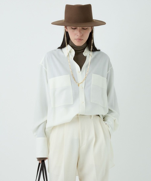 Chaos（カオス）の「Chaos(カオス)/ウィンターボーイフレンドシャツ（シャツ/ブラウス・レディース・ストライプ/サックスブルー/モカ/ホワイト/ピンク系その他・FREE）」の12枚目の写真