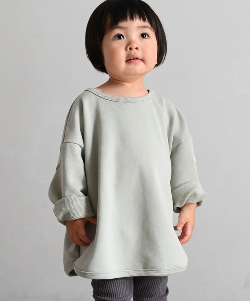 PUPPAPUPO(プッパプーポ)の「裾バインダー スウェット トレーナー(スウェット・キッズ・ピンク/ブラック/グレイッシュベージュ/チャコール/ベージュ/ライトグレー/グリーン・100/110/90/80)」の6枚目の写真