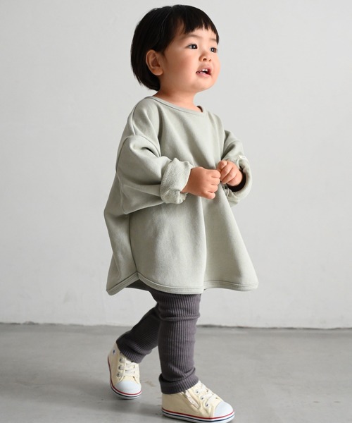 PUPPAPUPO(プッパプーポ)の「裾バインダー スウェット トレーナー(スウェット・キッズ・ピンク/ブラック/グレイッシュベージュ/チャコール/ベージュ/ライトグレー/グリーン・100/110/90/80)」の17枚目の写真