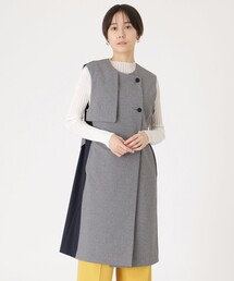 【着回し抜群】ガンパッチディテールロングジレ