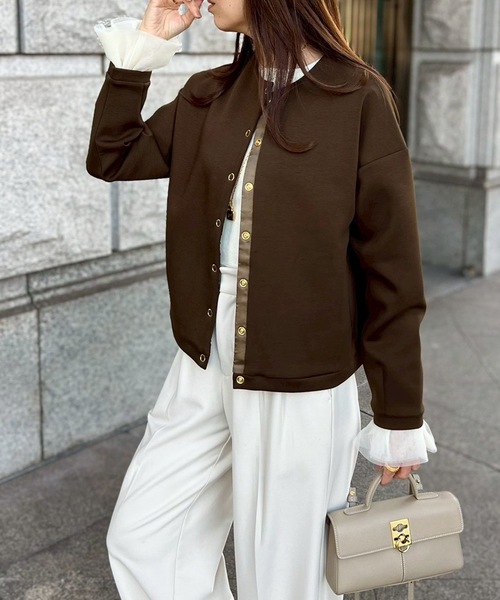 美品　Theory　現行タグ　ノーカラージャケット　2サイズ　SAXONY Theory（セオリー）ノーカラージャケット 黒 サイズ:2(M位) レディース