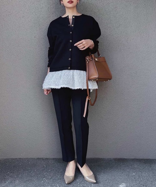 Emma Taylor（エマテイラー）の「【大人カーデ】ダンボールノーカラージャケット（ノーカラージャケット・レディース・モカ/チャコールグレー/ブラック/ネイビー/オフホワイト/ライトベージュ/シルバー系/ブラウン・FREE）」の10枚目の写真