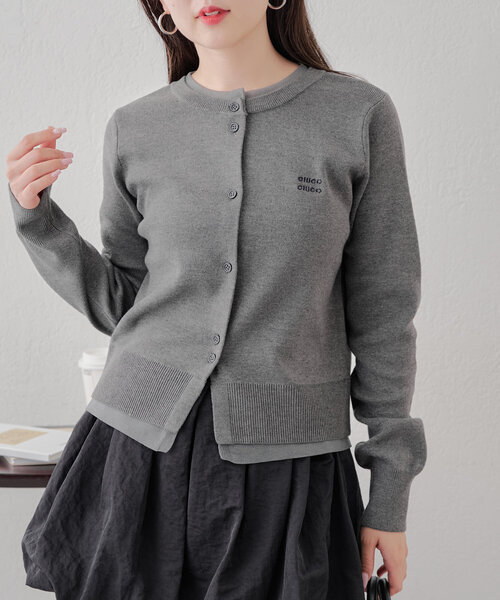 Chiko ニット ダブルフォックス ロゴ刺繍 グレー 美品 L 灰 Chiko