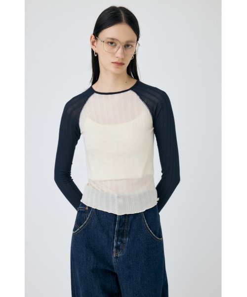 MOUSSY(マウジー)の「BROAD RIB RAGLAN トップス(Tシャツ/カットソー・レディース・オフホワイト/イエロー/ブラウン・FREE)」の2枚目の写真
