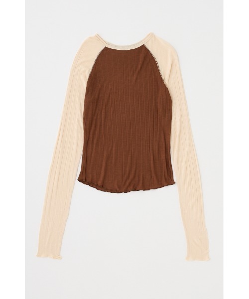 MOUSSY(マウジー)の「BROAD RIB RAGLAN トップス(Tシャツ/カットソー・レディース・オフホワイト/イエロー/ブラウン・FREE)」の4枚目の写真
