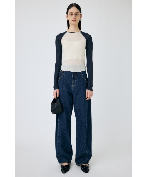 MOUSSY(マウジー)の「BROAD RIB RAGLAN トップス(Tシャツ/カットソー・レディース・オフホワイト/イエロー/ブラウン・FREE)」の6枚目の写真
