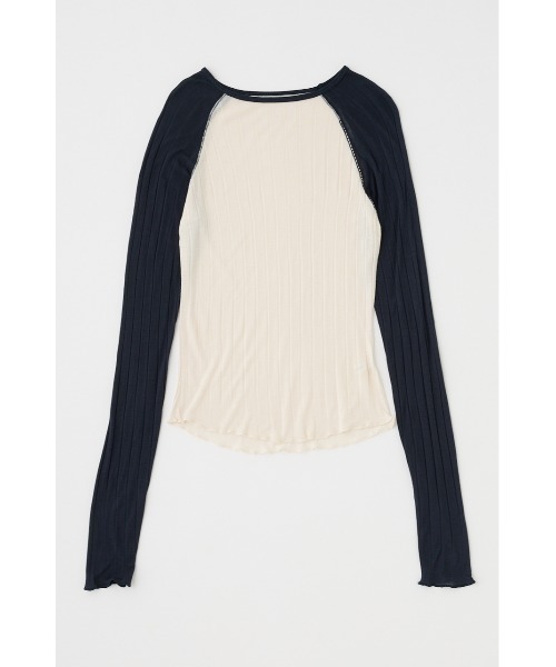 MOUSSY(マウジー)の「BROAD RIB RAGLAN トップス(Tシャツ/カットソー・レディース・オフホワイト/イエロー/ブラウン・FREE)」の9枚目の写真