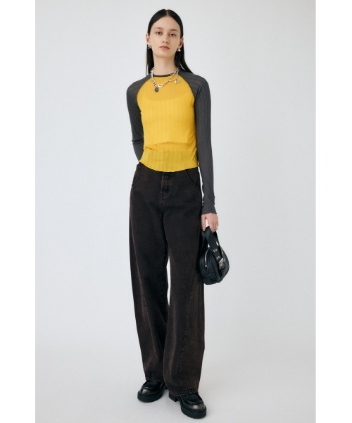 MOUSSY(マウジー)の「BROAD RIB RAGLAN トップス(Tシャツ/カットソー・レディース・オフホワイト/イエロー/ブラウン・FREE)」の12枚目の写真