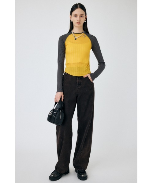 MOUSSY(マウジー)の「BROAD RIB RAGLAN トップス(Tシャツ/カットソー・レディース・オフホワイト/イエロー/ブラウン・FREE)」の13枚目の写真