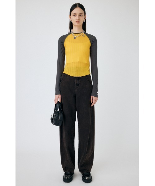 MOUSSY(マウジー)の「BROAD RIB RAGLAN トップス(Tシャツ/カットソー・レディース・オフホワイト/イエロー/ブラウン・FREE)」の14枚目の写真
