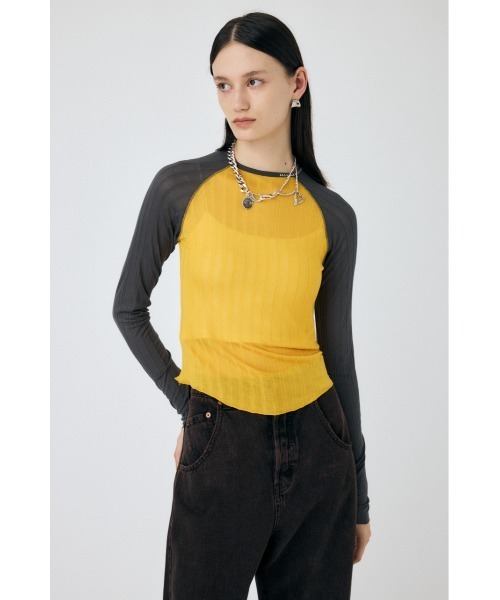 MOUSSY(マウジー)の「BROAD RIB RAGLAN トップス(Tシャツ/カットソー・レディース・オフホワイト/イエロー/ブラウン・FREE)」の15枚目の写真