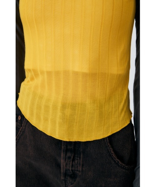 MOUSSY(マウジー)の「BROAD RIB RAGLAN トップス(Tシャツ/カットソー・レディース・オフホワイト/イエロー/ブラウン・FREE)」の21枚目の写真