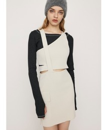ASYMMETRY LAYER KNIT S/OP アシンメトリー レイヤー ニット ショートワンピース