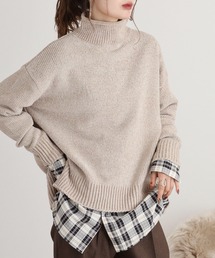 AveAngeiina ベロアモールハイネックプルオーバーニット