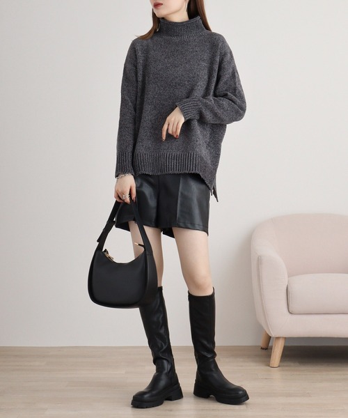 アルペロベロニットセーター新品 セール】AveAngeiina ベロアモールハイネックプルオーバーニット