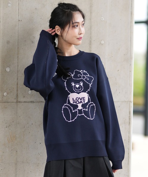 ★Monnalisa★Girl ハートセーター/Navy Blue セール】LOVE BOAT/ラブボート セーター LB-KNT01(ニット
