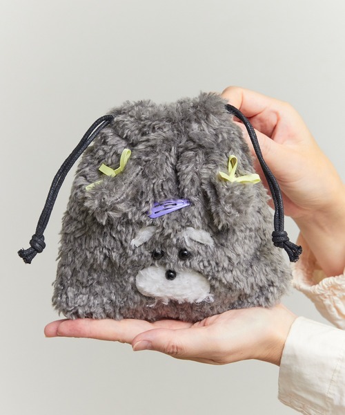 FLAPPER フラッパー:おしゃれな犬 もこもこ 巾着ポーチ（ポーチ