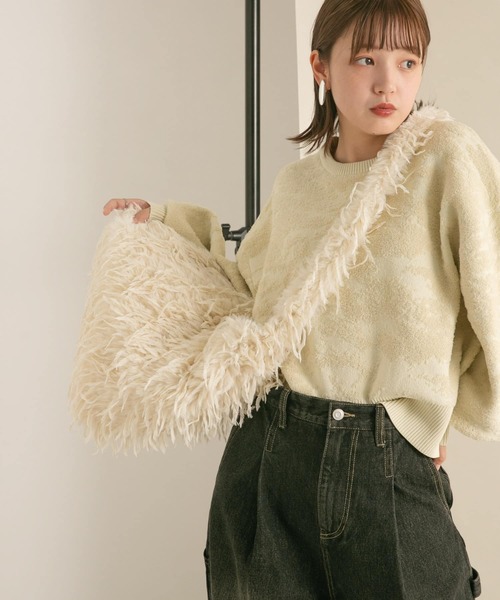 KBF(ケイビーエフ)の「ファービッグBAG(ショルダーバッグ・レディース・アイボリー/ブラウン・ONE)」の13枚目の写真