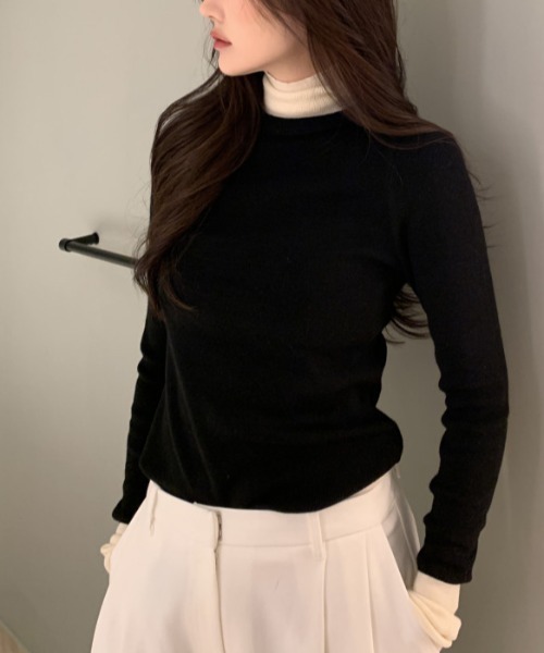 FREE STYLISTS(フリー スタイリスト)の「YUGA_YGMC バイカラーレイヤードニットPO(ニット/セーター・レディース・カーキ/ライトブルー/オフホワイト・FREE)」の22枚目の写真