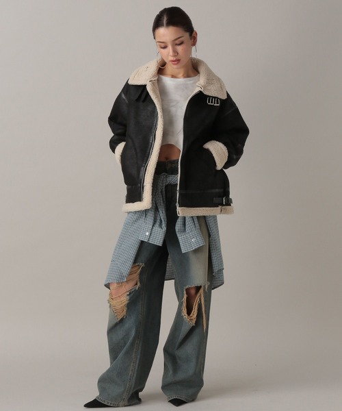 FOREVER 21（フォーエバー トゥエンティーワン）の「【2024FW】ビックムートンジャケット（ムートンコート・レディース・ブラック/ブラウン・FREE）」の11枚目の写真