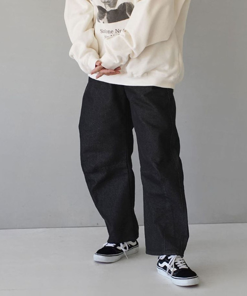 e-zakkamania stores(イーザッカマニアストアーズ)の「ツイル/デニム ベーシックカーブパンツ(デニムパンツ・レディース・インディゴブルー/オフホワイト/ブラック・フリー)」の14枚目の写真