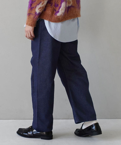 e-zakkamania stores(イーザッカマニアストアーズ)の「ツイル/デニム ベーシックカーブパンツ(デニムパンツ・レディース・インディゴブルー/オフホワイト/ブラック・フリー)」の12枚目の写真