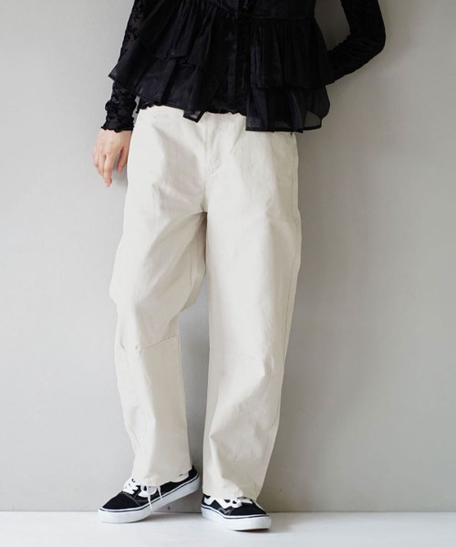 e-zakkamania stores(イーザッカマニアストアーズ)の「ツイル/デニム ベーシックカーブパンツ(デニムパンツ・レディース・インディゴブルー/オフホワイト/ブラック・フリー)」の5枚目の写真
