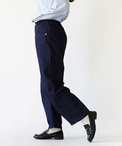e-zakkamania stores(イーザッカマニアストアーズ)の「ツイル/デニム ベーシックカーブパンツ(デニムパンツ・レディース・インディゴブルー/オフホワイト/ブラック・フリー)」の8枚目の写真