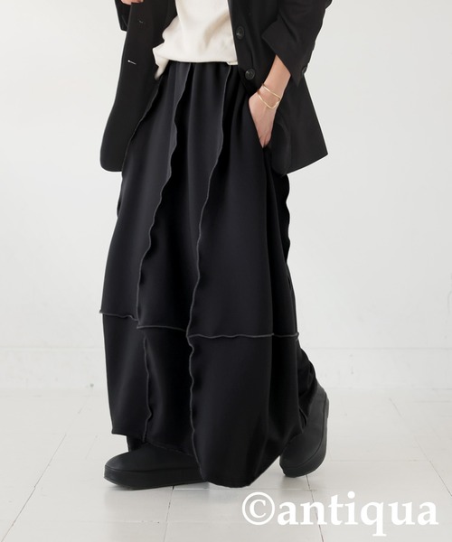 antiqua（アンティカ）の「メロウ切り替えスカート（スカート・レディース・カーキ/ブラック・ONESIZE）」の3枚目の写真