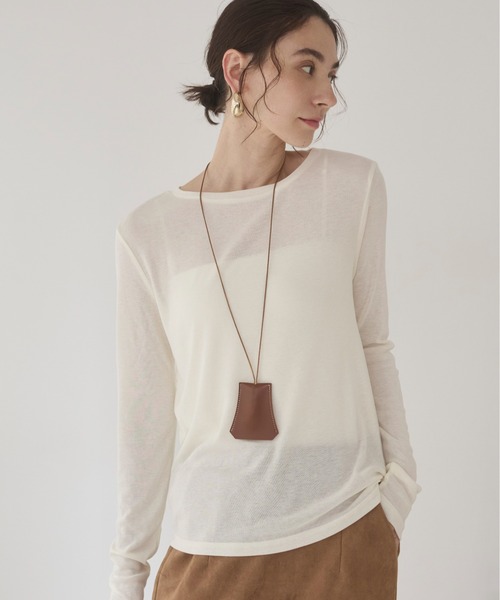 トップス enjoy ボートネック 長袖 シアートップス（Tシャツ/カットソー）｜ANGIE