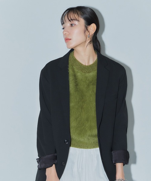 LIENCOEUR（リアンクール）の「シャギーニットベスト（ベスト・レディース・チャコールグレー/ベージュ/カーキ/ブラック/ホワイト・FREE）」の21枚目の写真