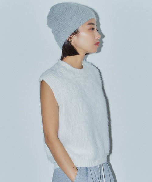 LIENCOEUR（リアンクール）の「シャギーニットベスト（ベスト・レディース・チャコールグレー/ベージュ/カーキ/ブラック/ホワイト・FREE）」の6枚目の写真