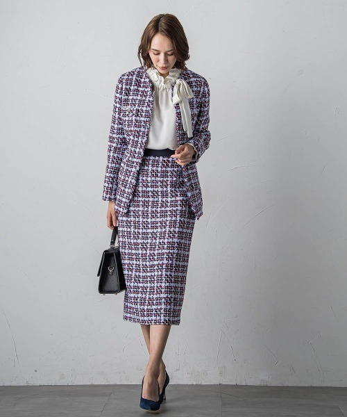 【セール】TURNIERトリコロールチェックツイードジャケット（ダウンジャケット/コート）｜Viaggio Blu（ビアッジョブルー）