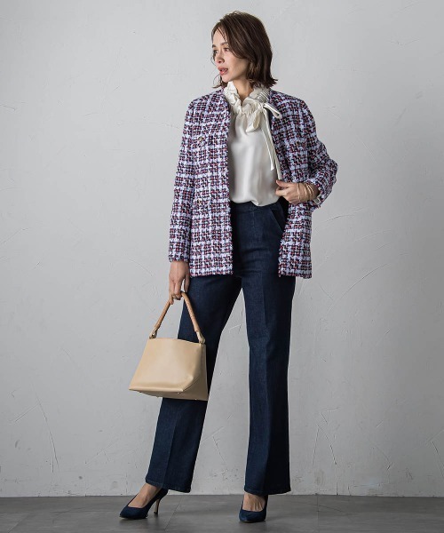 【セール】TURNIERトリコロールチェックツイードジャケット（ダウンジャケット/コート）｜Viaggio Blu（ビアッジョブルー）